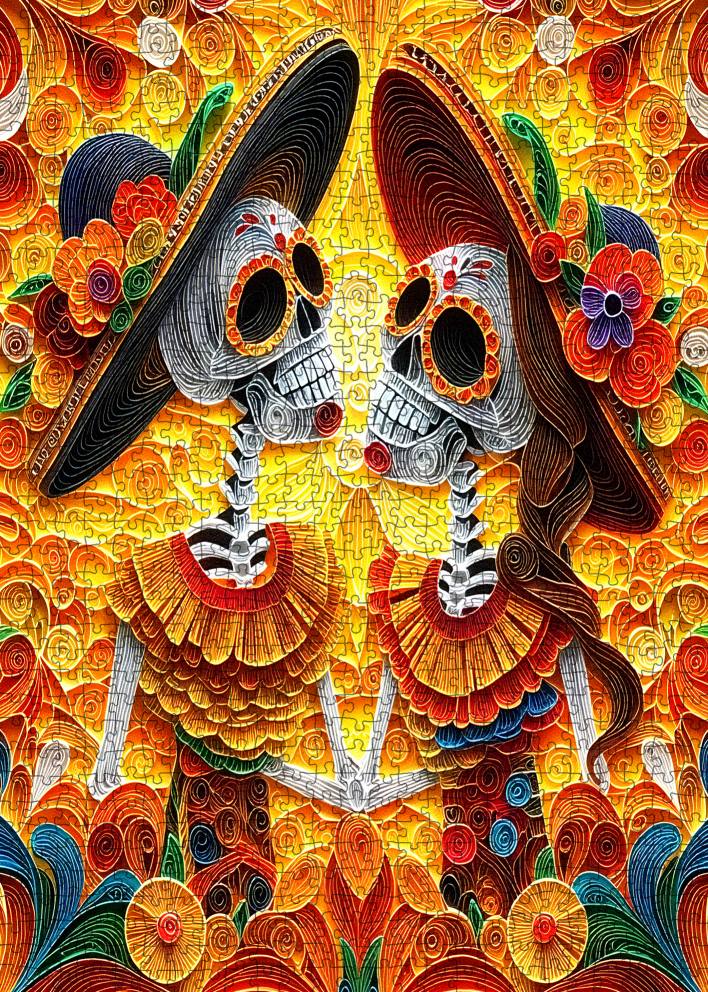tucocoo-jigsaw-skeleton-couple-day-of-the-dead-puzzle-1000-teile image 2