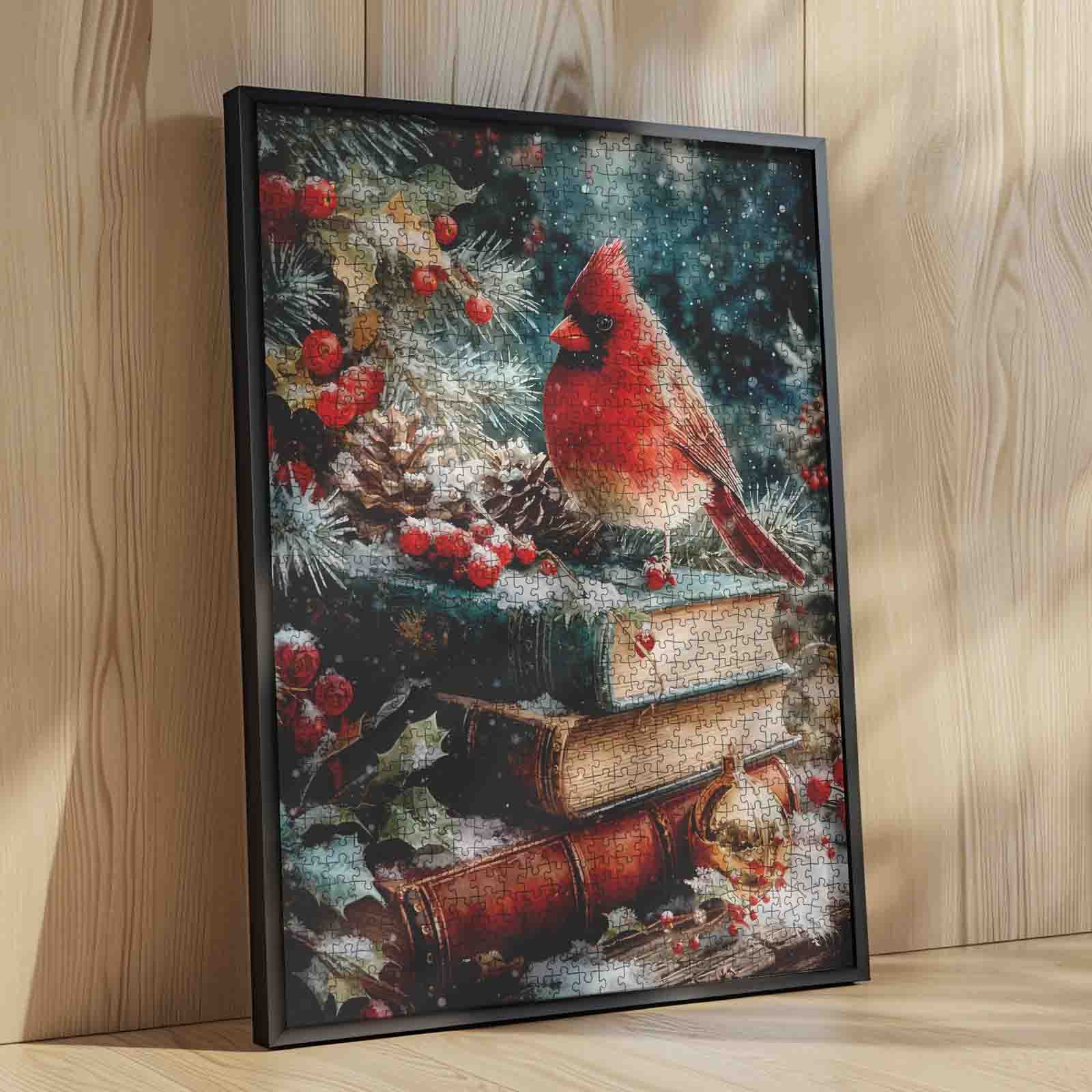 tucocoo-winter-cardinal-on-books-puzzle-1000-teile-winter image 4
