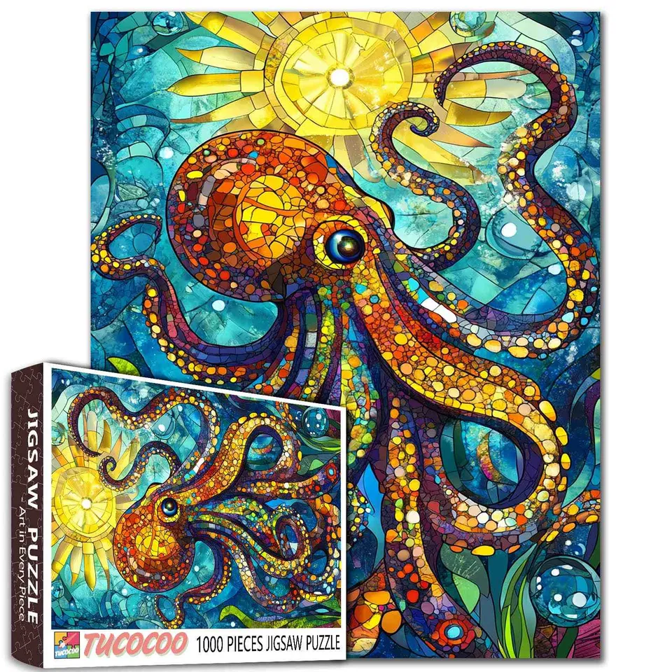 tucocoo-stained-glass-octopus-puzzle-1000-teile-oktopus image 1