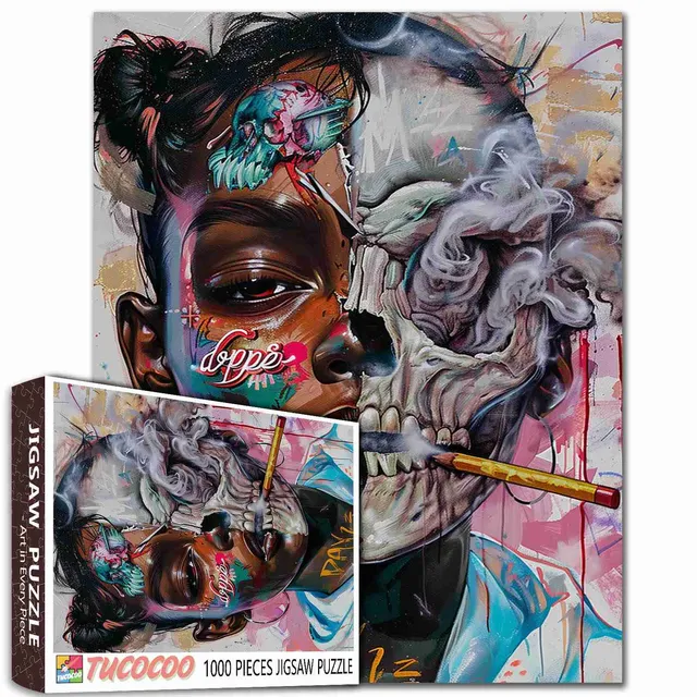 tucocoo-jigsaw-urban-skull-fusion-puzzle-1000-teile-portrait image 1