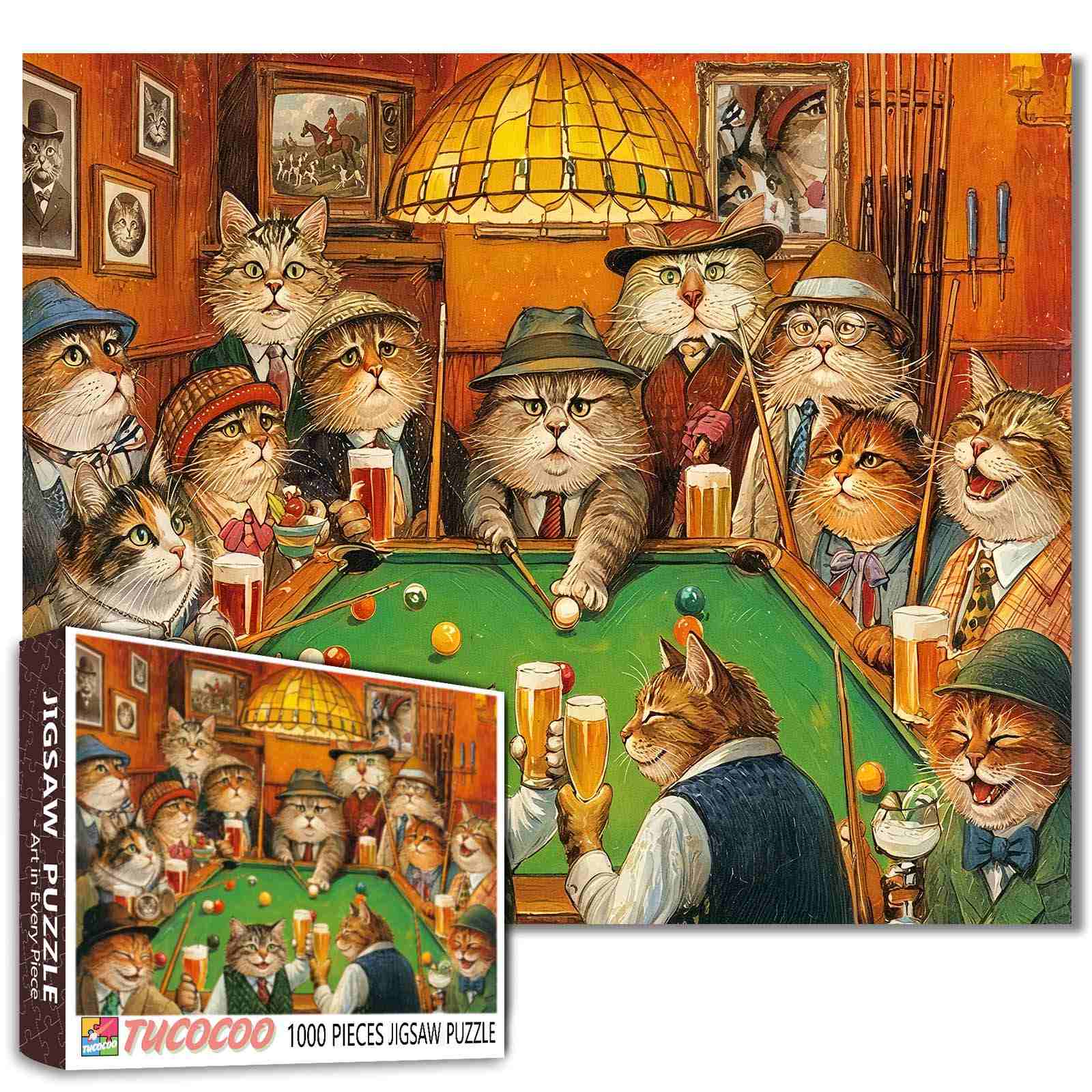 tucocoo-jigsaw-gentlemen-cats-puzzle-1000-teile-billard image 1