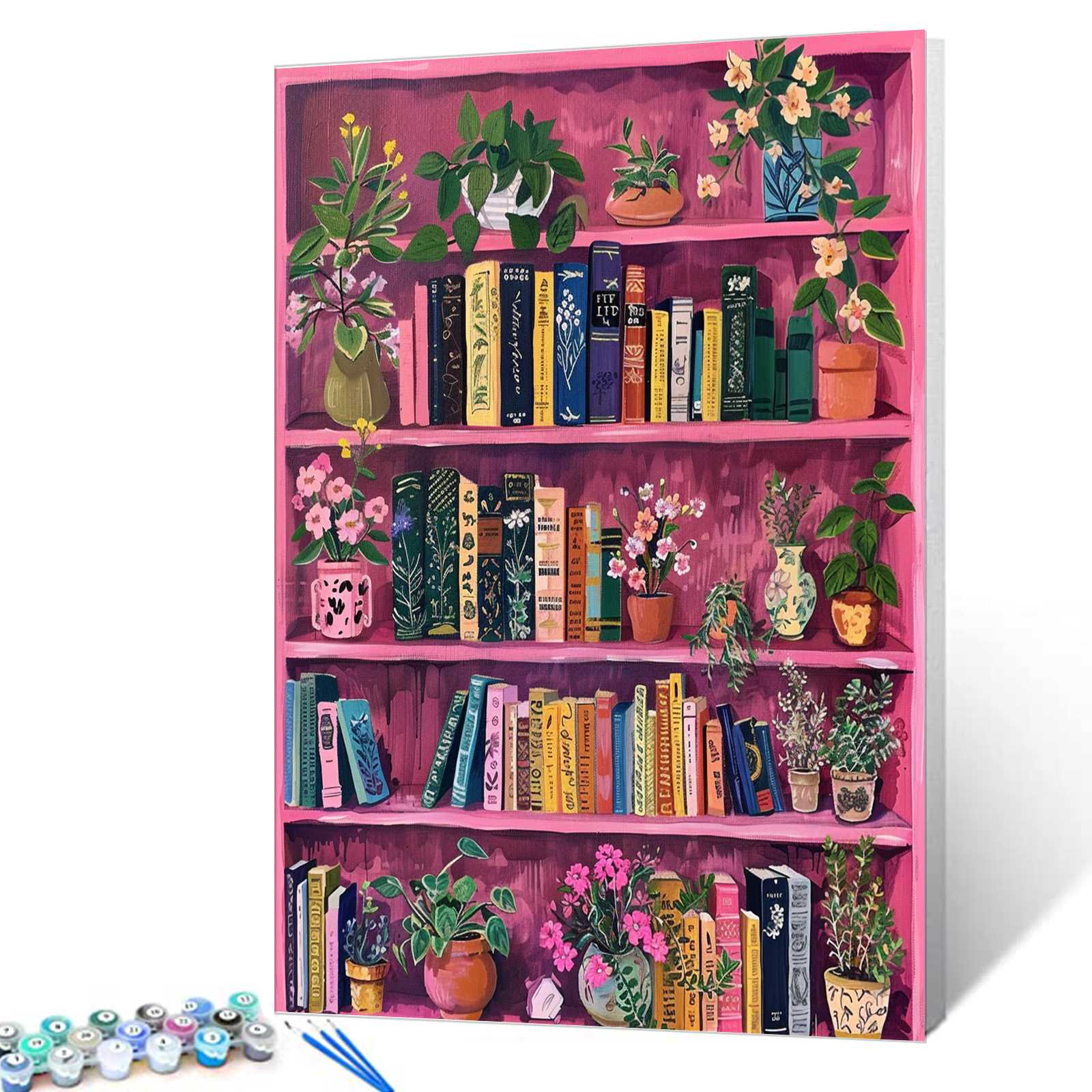 tucocoo-paint-by-numbers-floral-pink-bookshelf-malbild-40x50 image 1