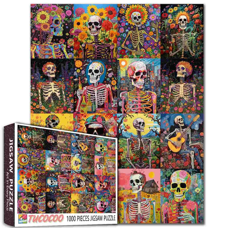 tucocoo-colorful-skeleton-collage-puzzle-1000-teile-skelett image 1