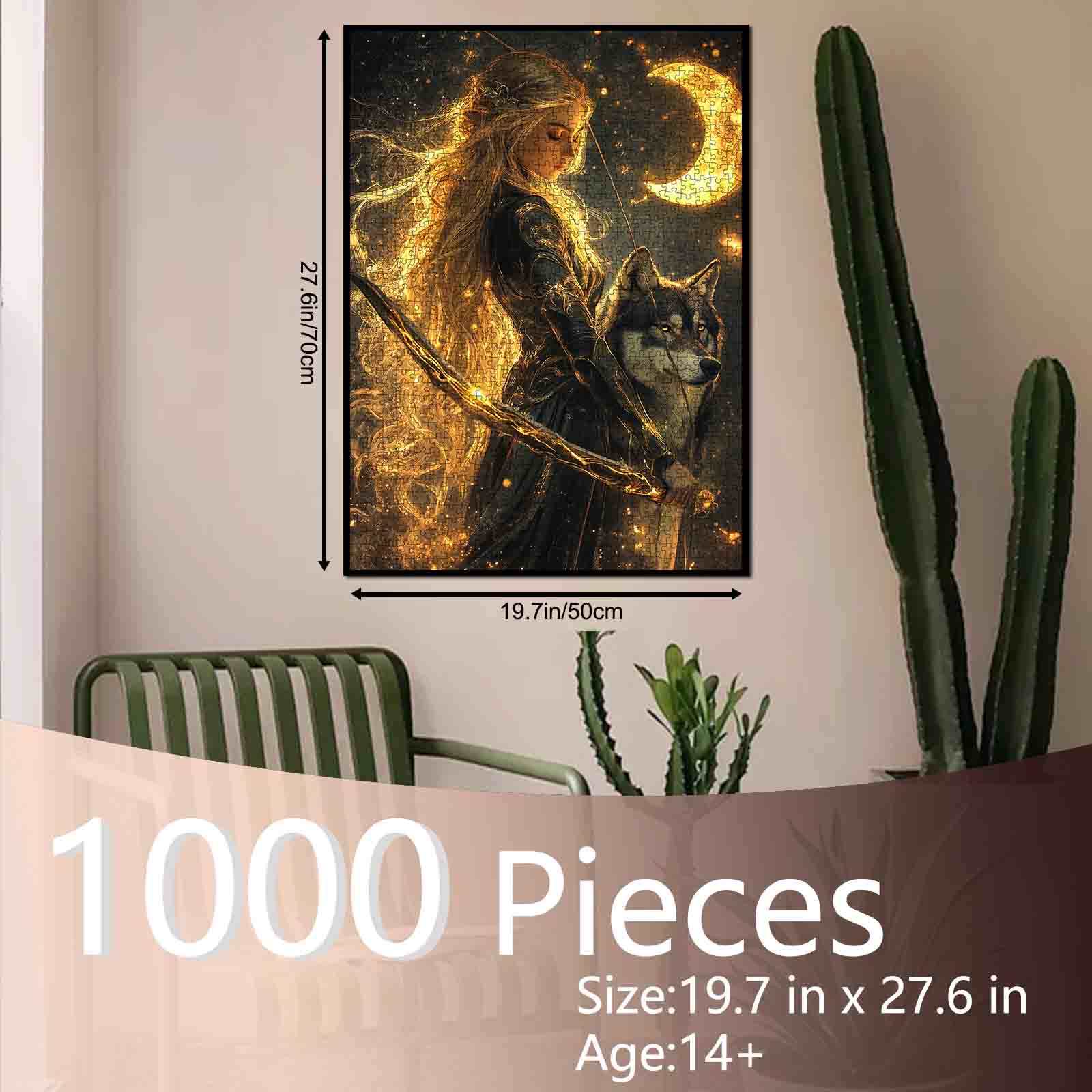 tucocoo-jigsaw-golden-huntress-puzzle-1000-teile-wolf-fantasy image 5