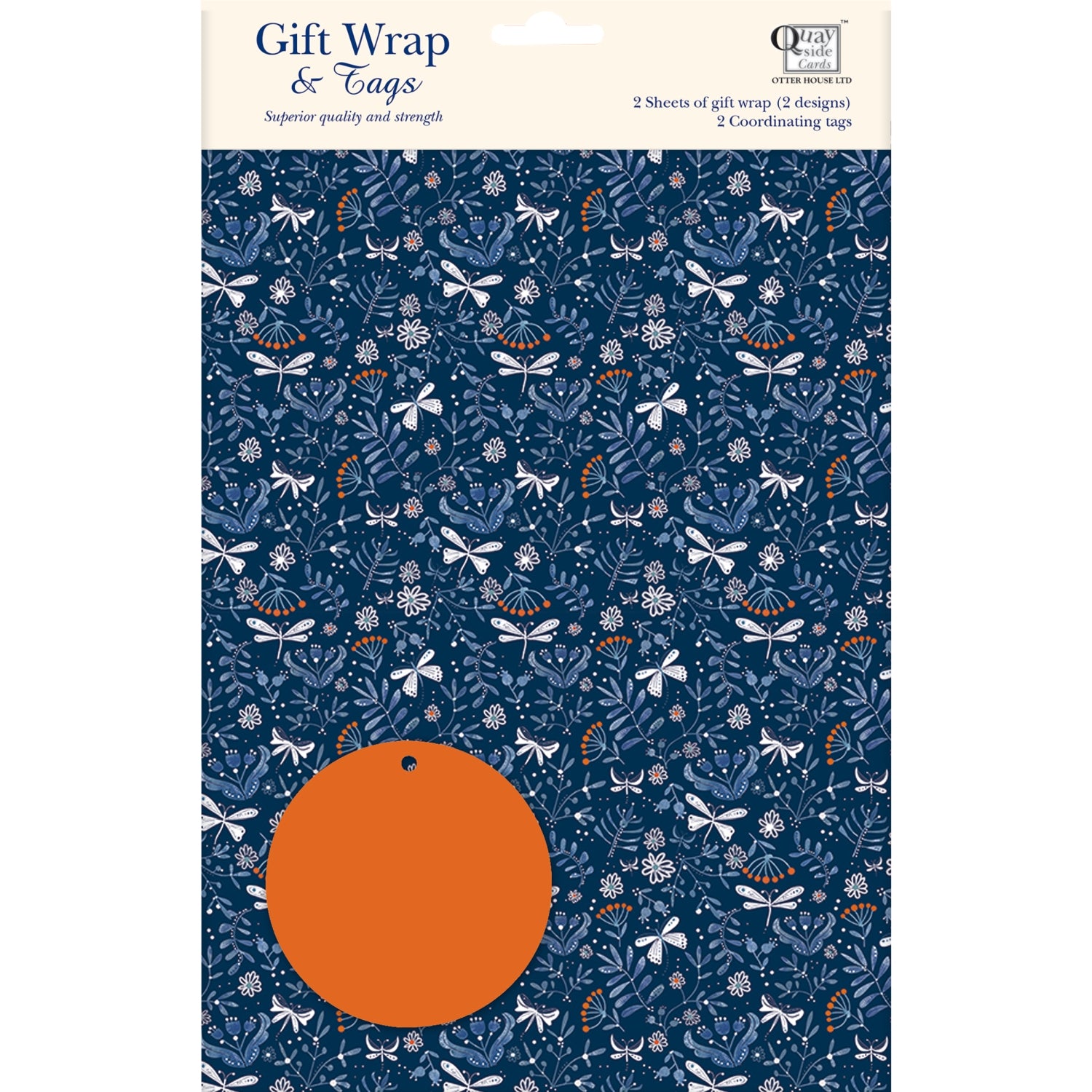 otter-house-oriental-blue-geschenkpapier-2-bogen-mit-anh-nger image 1