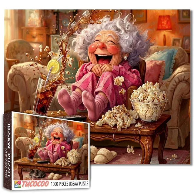 tucocoo-jigsaw-puzzles-laughing-grandma-puzzle-1000-teile-filmabend image 1