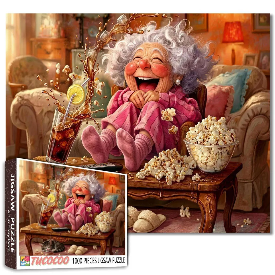 tucocoo-jigsaw-puzzles-laughing-grandma-puzzle-1000-teile-filmabend image 1