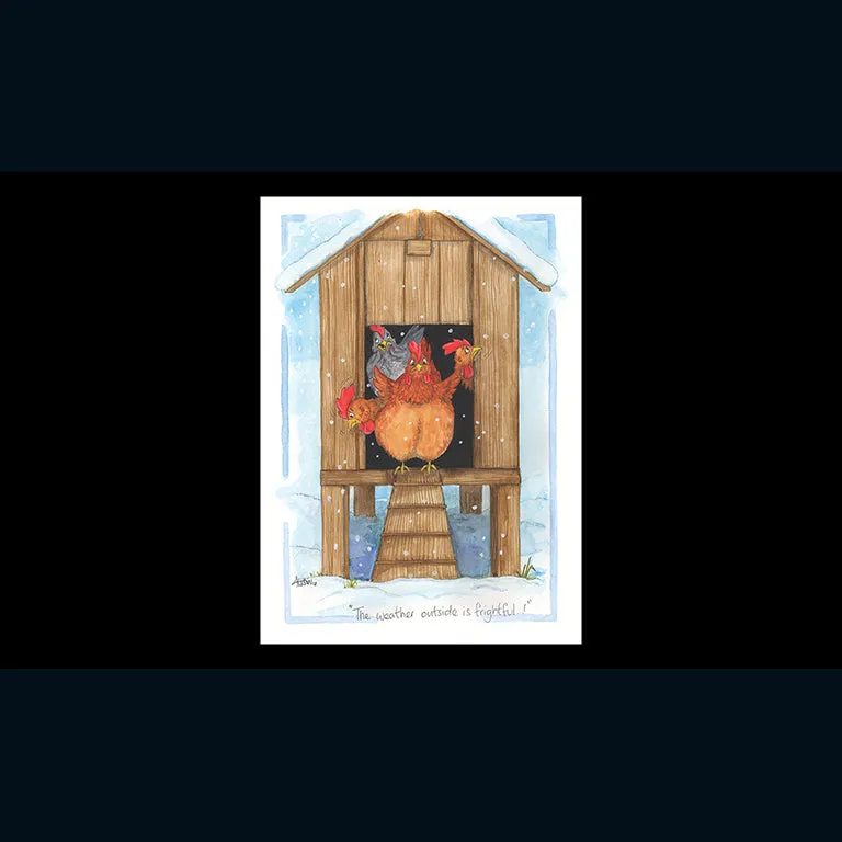 otter-house-alisons-animals-huhn-weihnachtskarte-schnee image 1