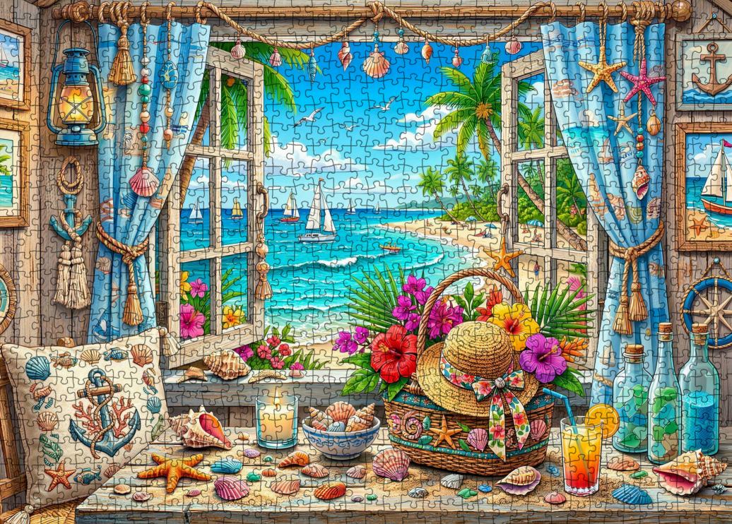 tucocoo-tropical-seaside-window-puzzle-1000-teile-strand image 2