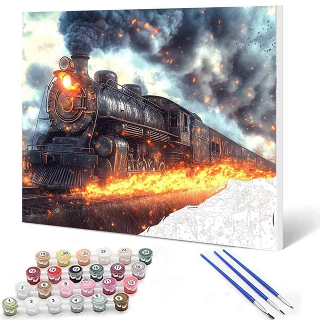 tucocoo-fire-trail-train-malen-nach-zahlen-lok-40x50cm image 1