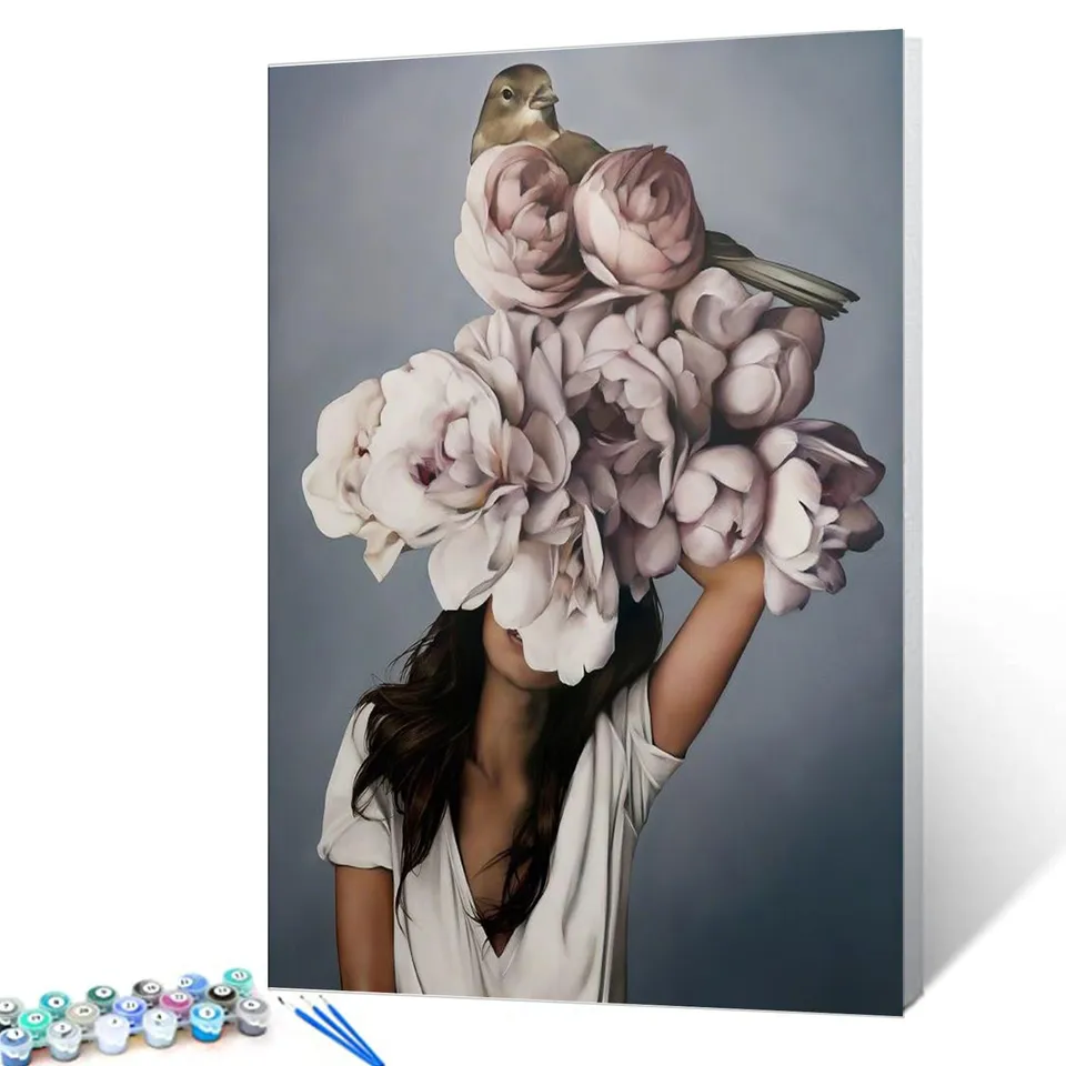 tucocoo-lady-head-white-rose-malen-nach-zahlen-ohne-rahmen image 1