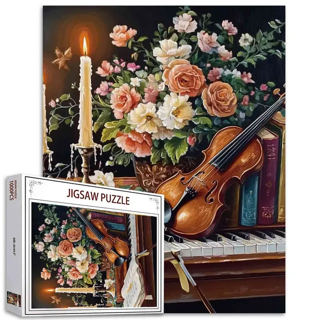 tucocoo-romantic-violin-and-roses-puzzle-1000-teile-blumen image 1