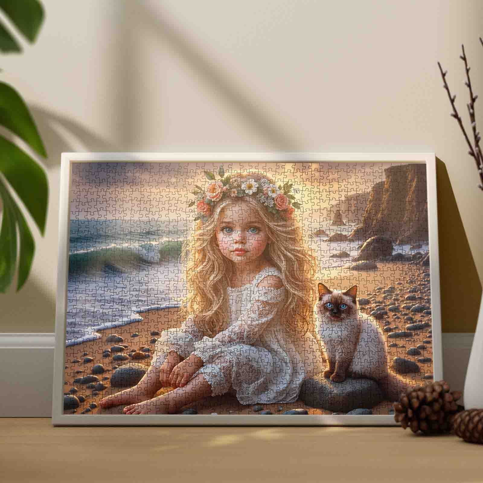 tucocoo-golden-shore-girl-cat-puzzle-1000-teile-strand image 3