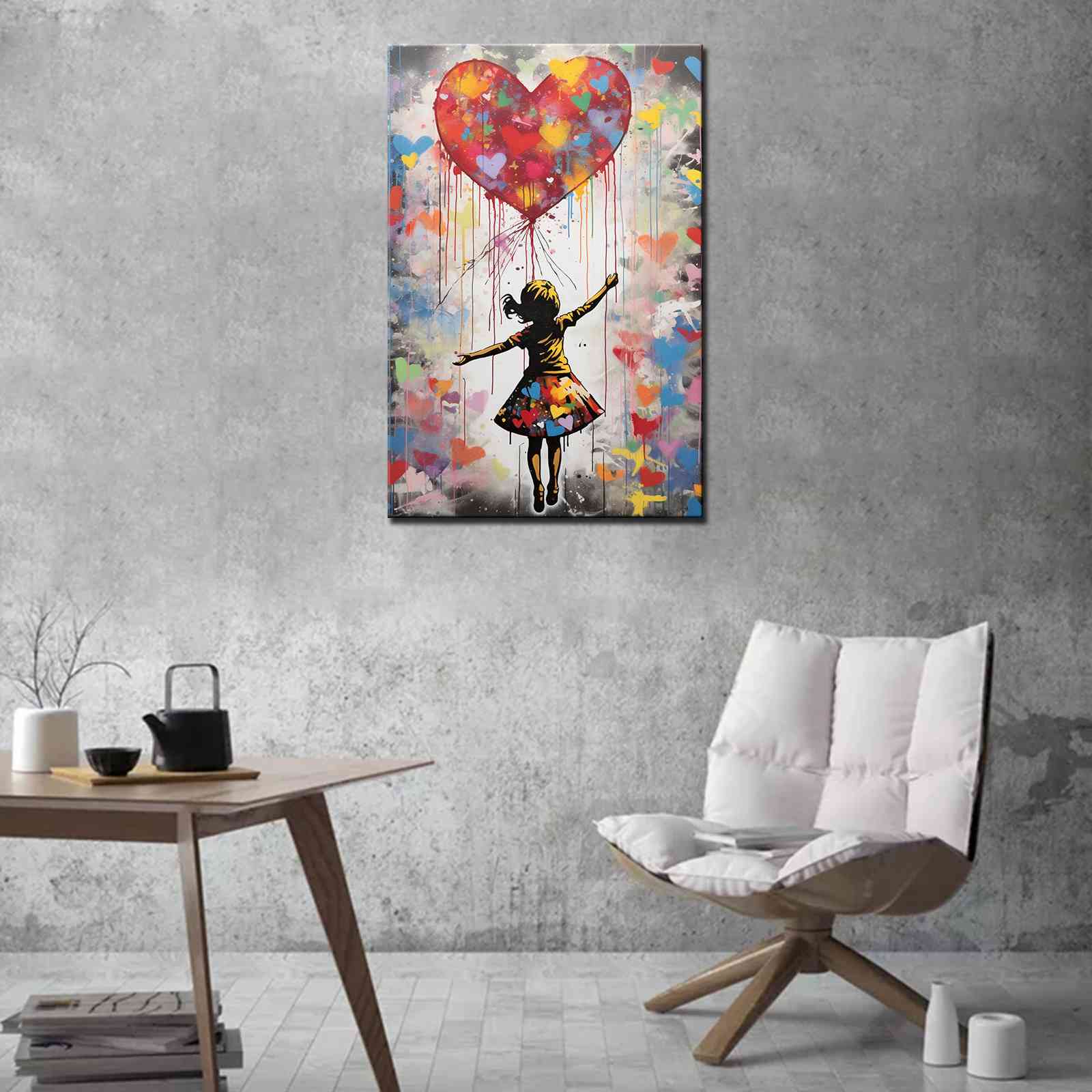 tucocoo-girl-reaching-heart-graffiti-leinwandbild-30x40-ungerahmt image 2
