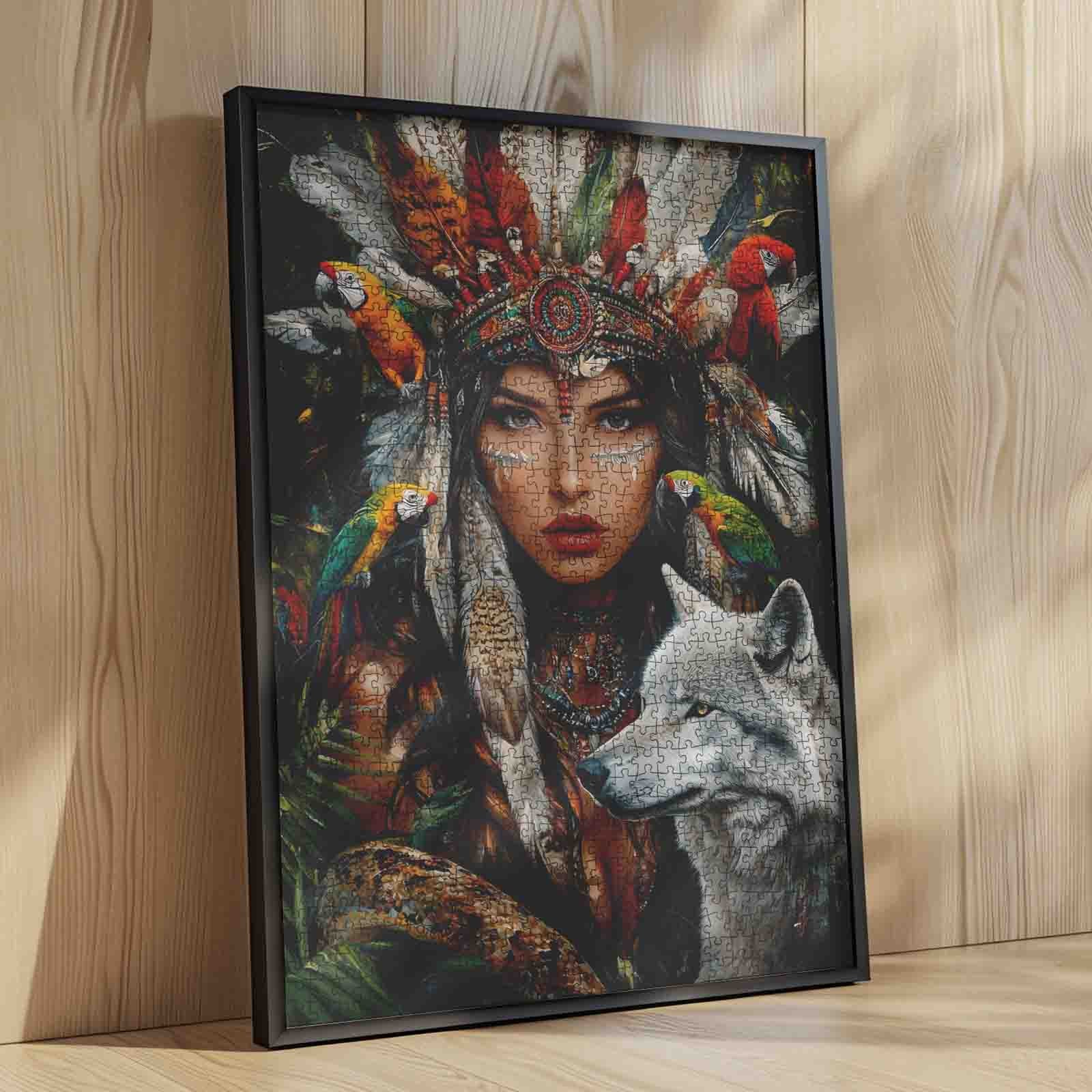 tucocoo-sacred-feathers-white-wolf-puzzle-1000-teile-frau image 4