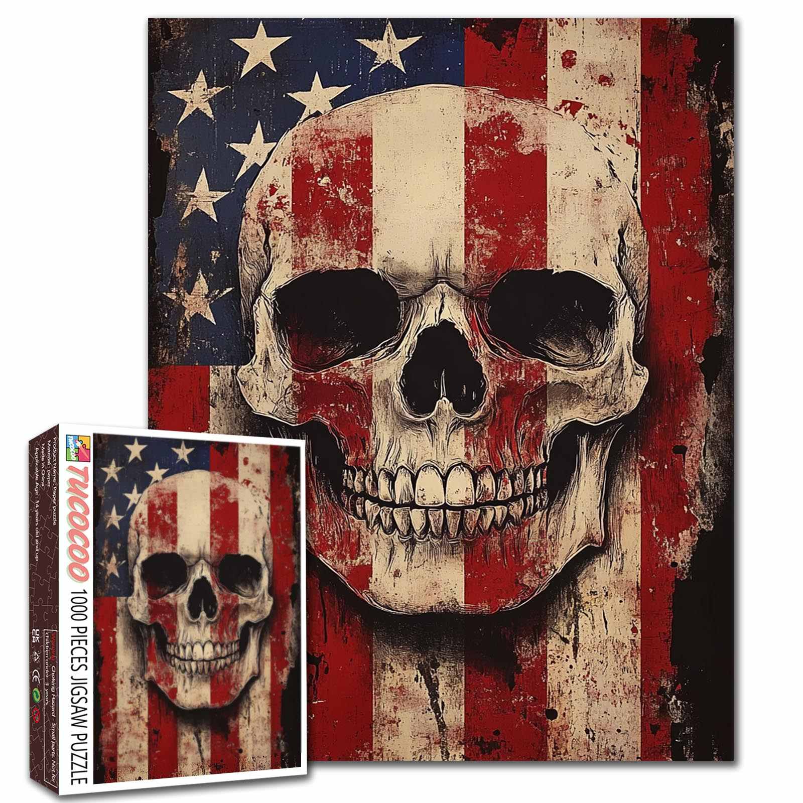 tucocoo-patriotic-skull-flag-art-puzzle-1000-teile-totenkopf image 1
