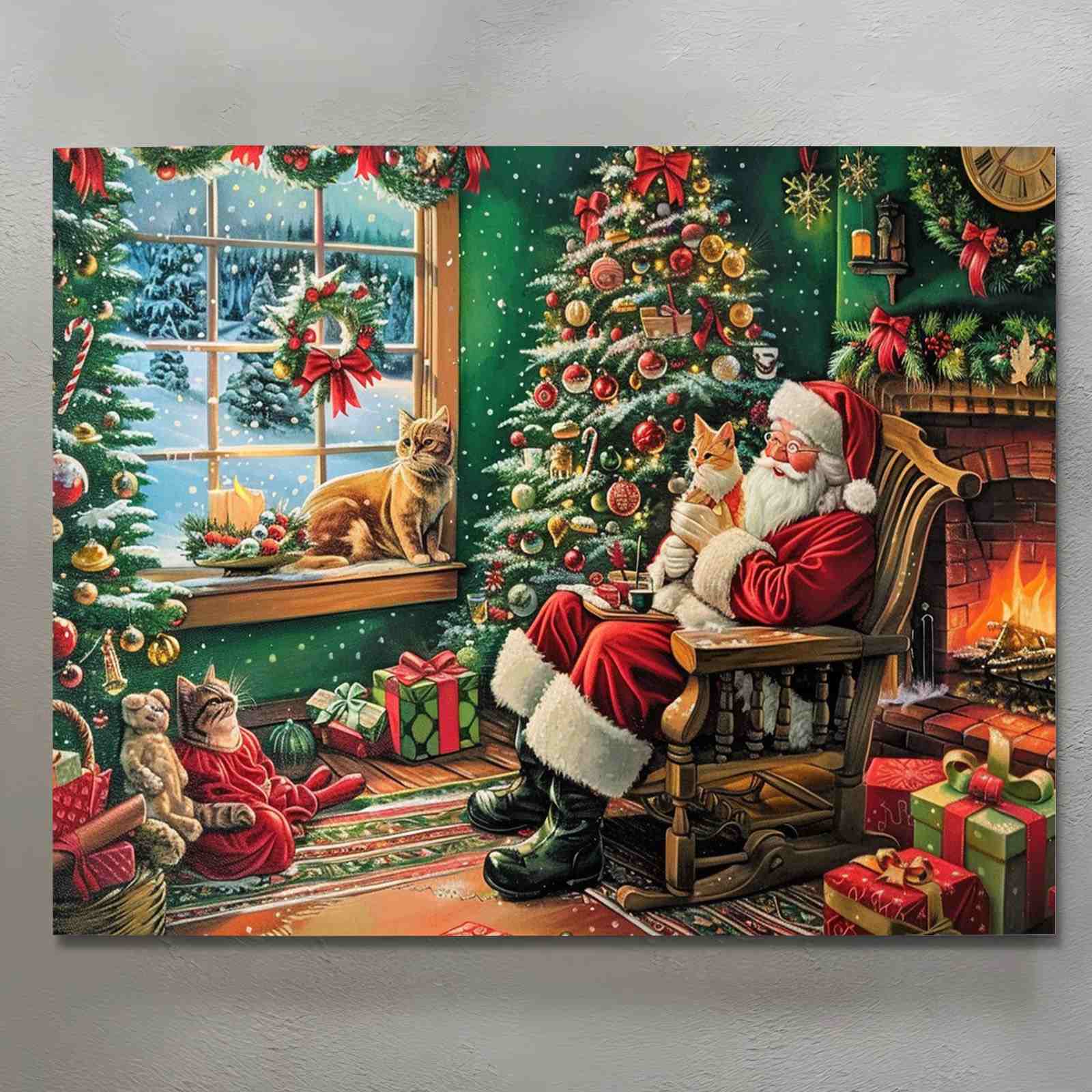 tucocoo-santa-with-cats-leinwandbild-40x50-weihnachten image 2