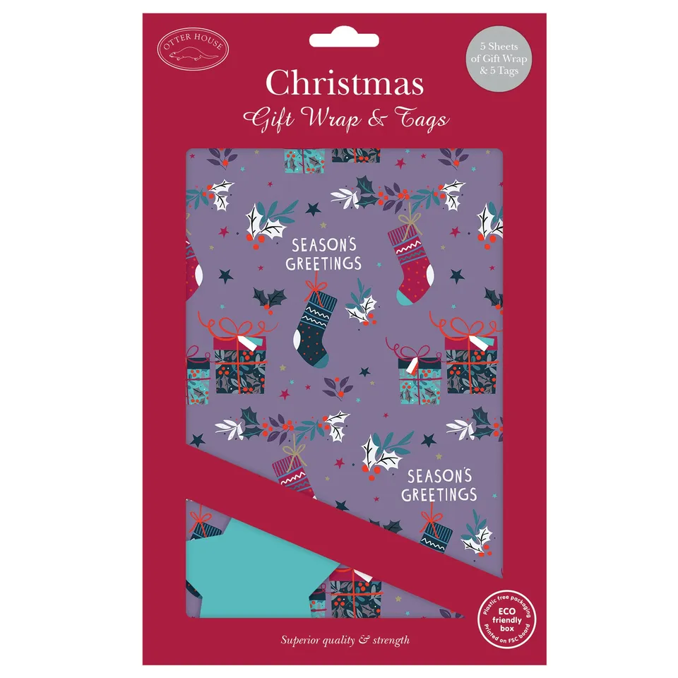 otter-house-stockings-presents-geschenkpapier-weihnachten-5-bogen image 1