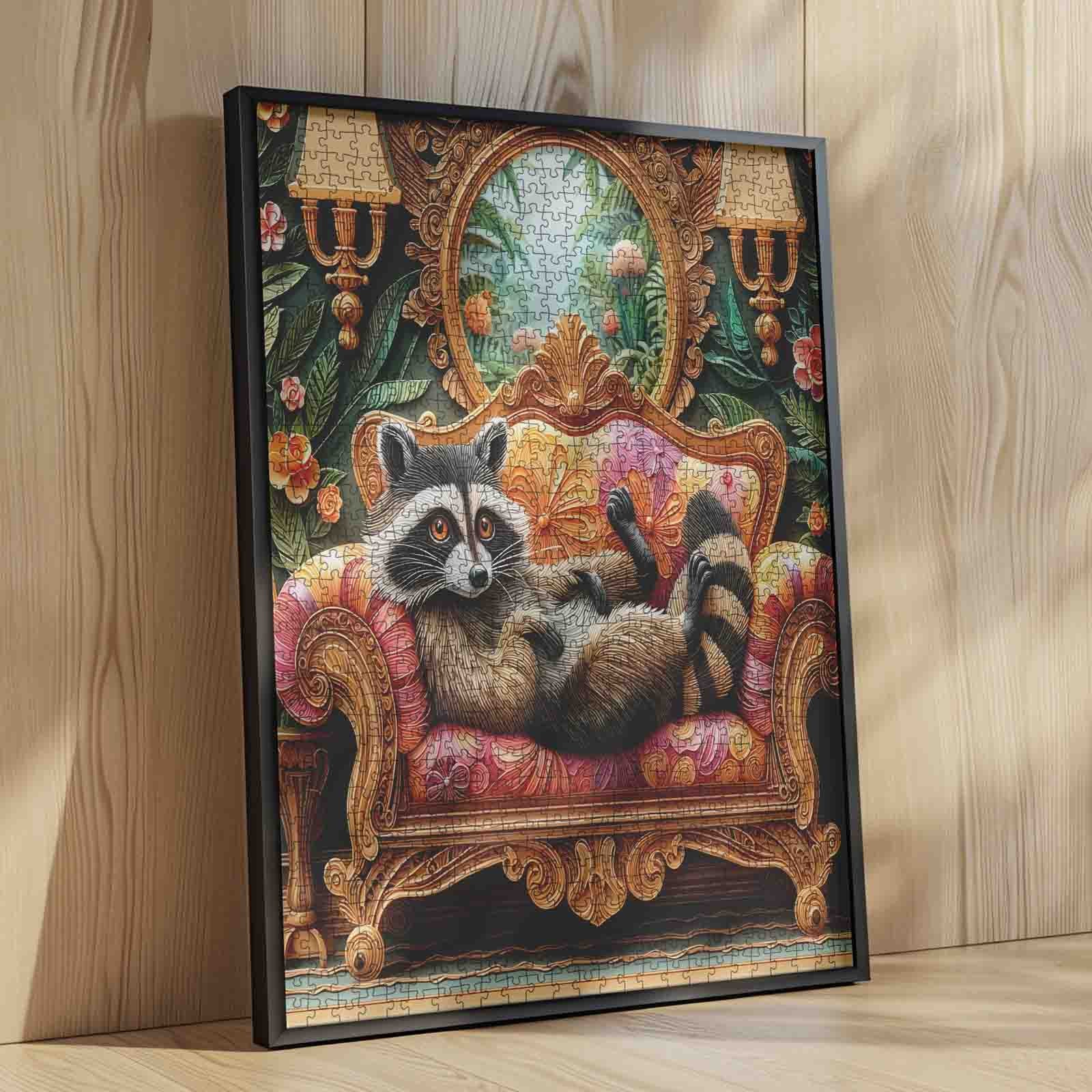 tucocoo-relaxed-raccoon-on-ornate-sofa-puzzle-1000-teile image 4