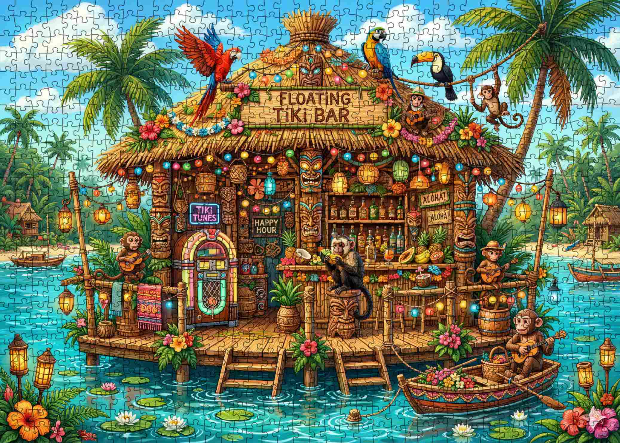 tucocoo-floating-tropical-tiki-bar-puzzle-1000-teile-tropisch image 2