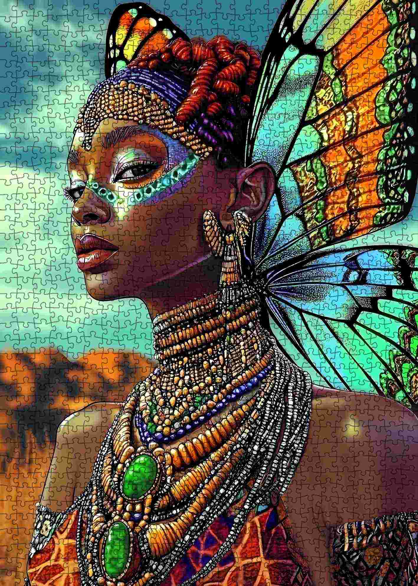 tucocoo-african-goddess-puzzle-1000-teile-schmetterling image 2