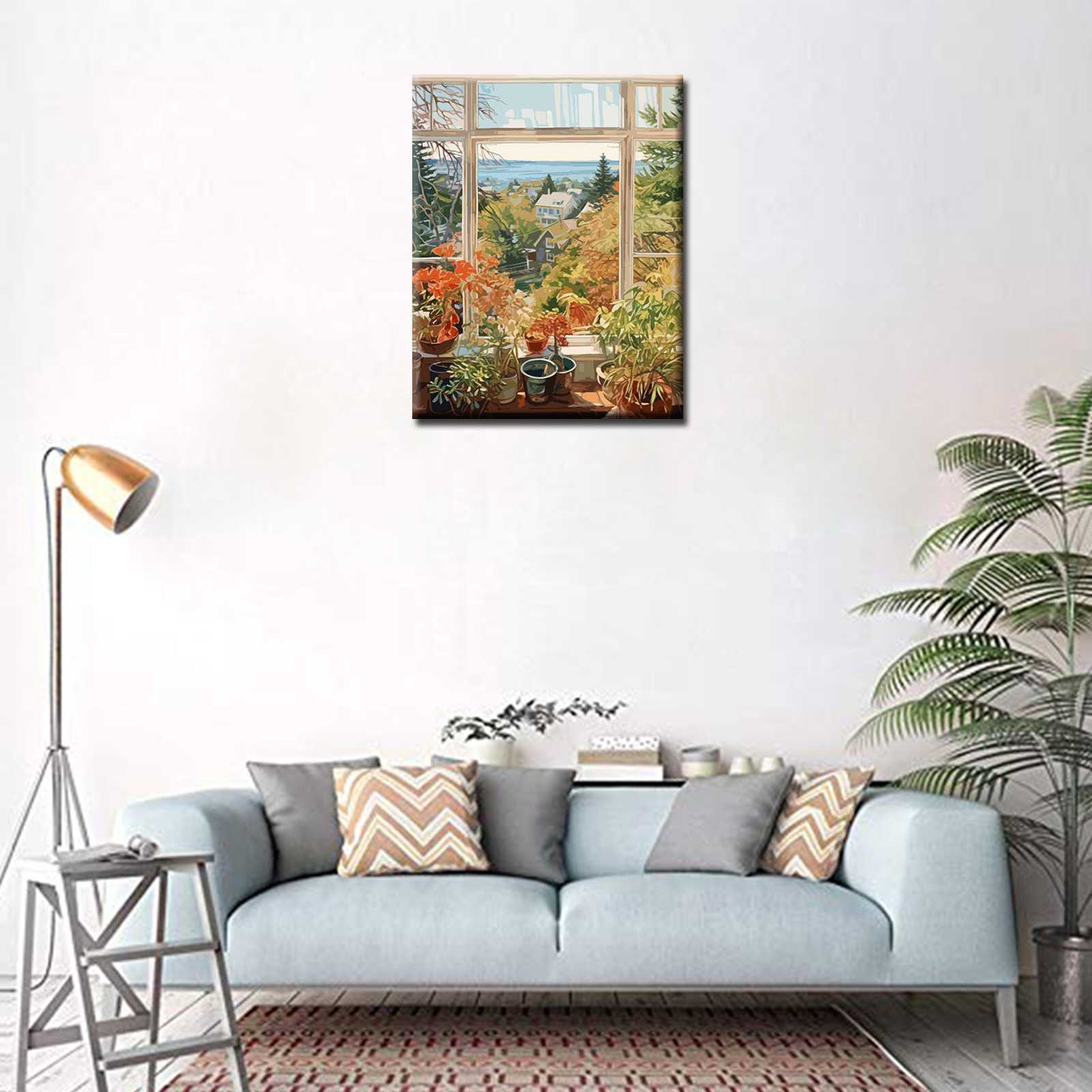 tucocoo-paint-by-numbers-autumn-garden-view-from-window-40x50 image 3