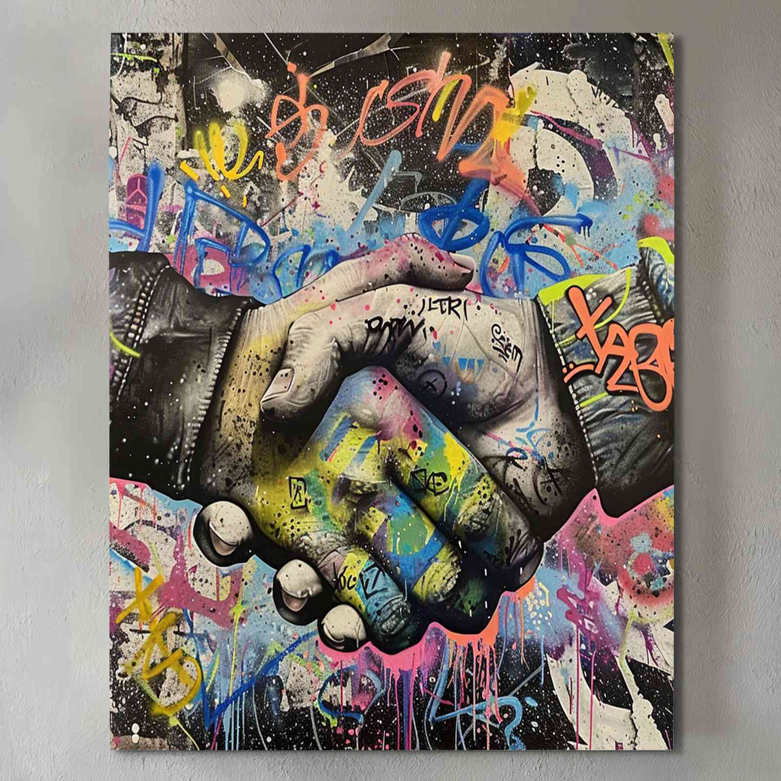 tucocoo-graffiti-handshake-leinwandbild-30x40-ungerahmt-bunt image 2