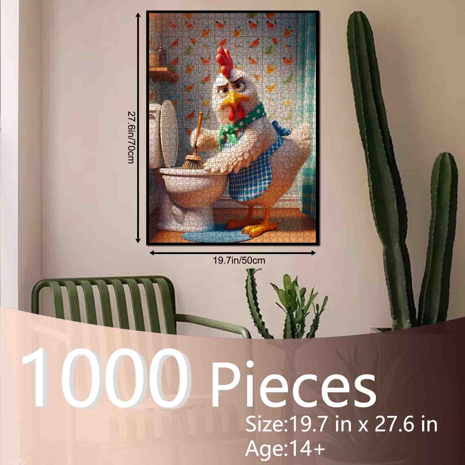 tucocoo-grumpy-chicken-cleaning-bathroom-puzzle-1000teile-huhn image 5