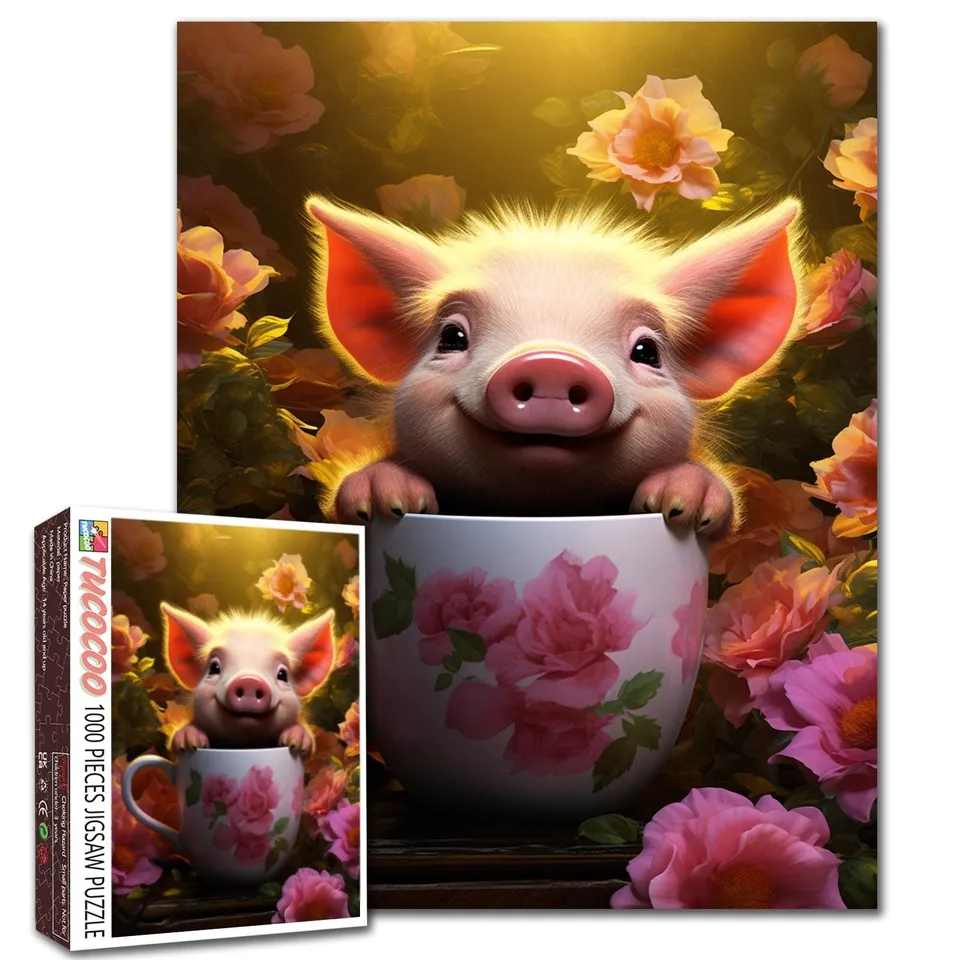 tucocoo-playful-piglet-teacup-puzzle-1000-teile-schwein image 1