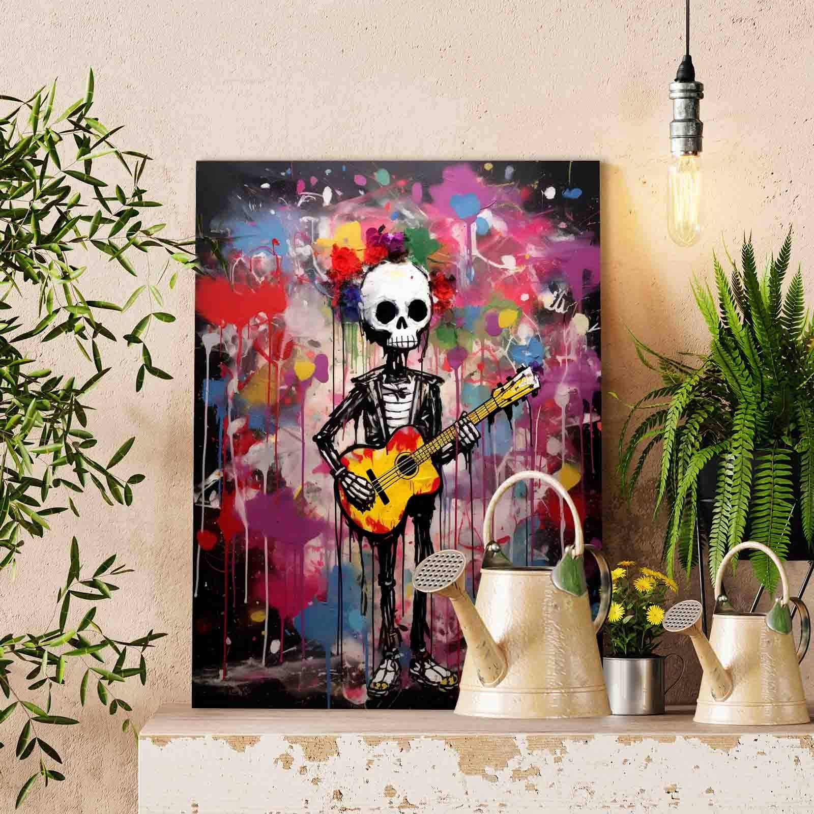 tucocoo-paint-by-numbers-floral-skull-gitarrist-malen-nach-zahlen-40x50 image 2