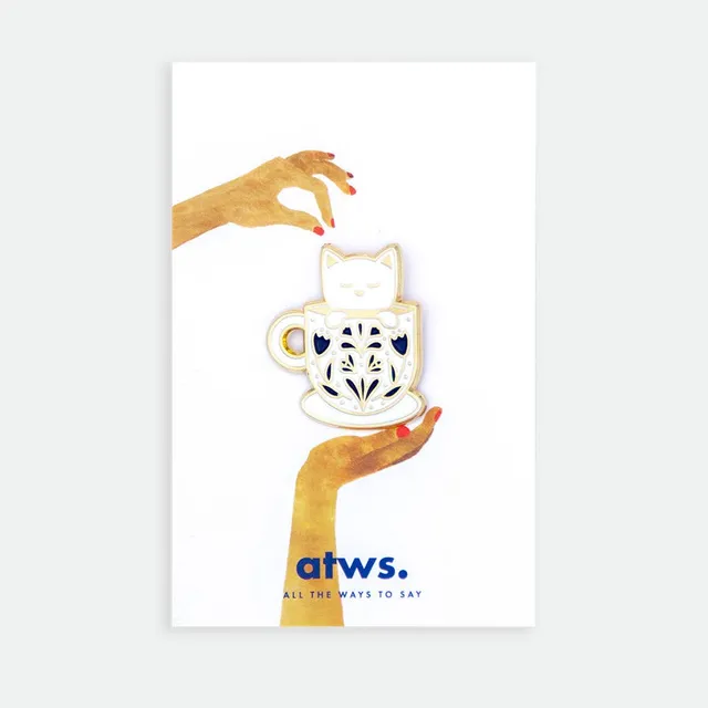 all-the-ways-to-say-cup-cat-pin-emaille-katze-gold image 1