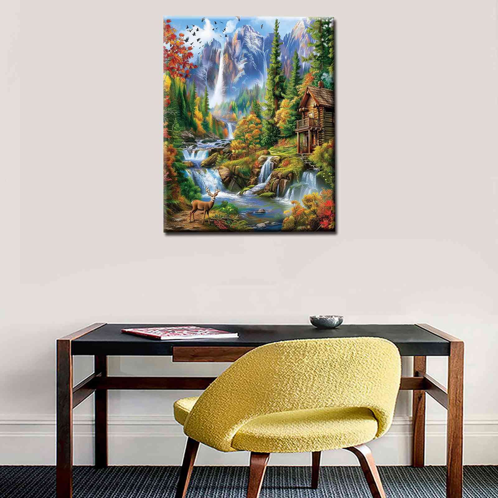 tucocoo-forest-cabin-waterfall-malen-nach-zahlen-40x50-ohne-rahmen-herbst image 3
