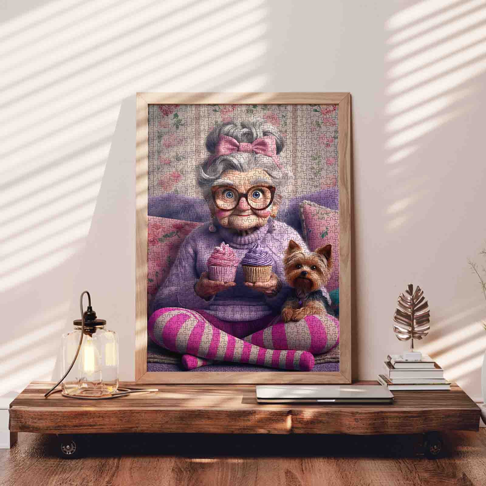 tucocoo-grandma-with-cupcakes-and-yorkie-puzzle-1000-teile-oma image 3