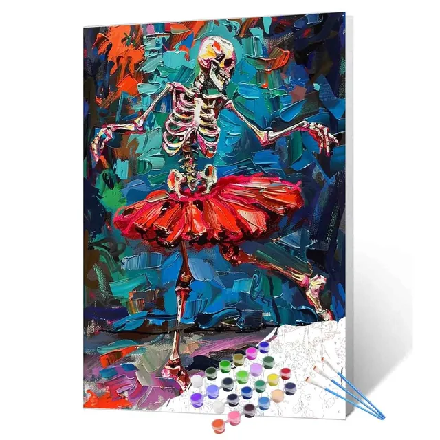 tucocoo-paint-by-numbers-skeleton-ballerina-malen-nach-zahlen-40x50 image 1