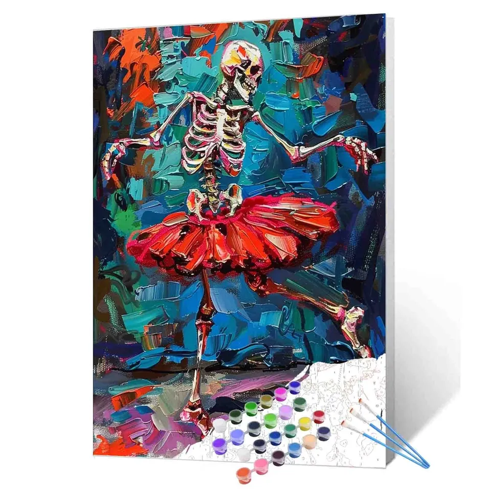 tucocoo-paint-by-numbers-skeleton-ballerina-malen-nach-zahlen-40x50 image 1