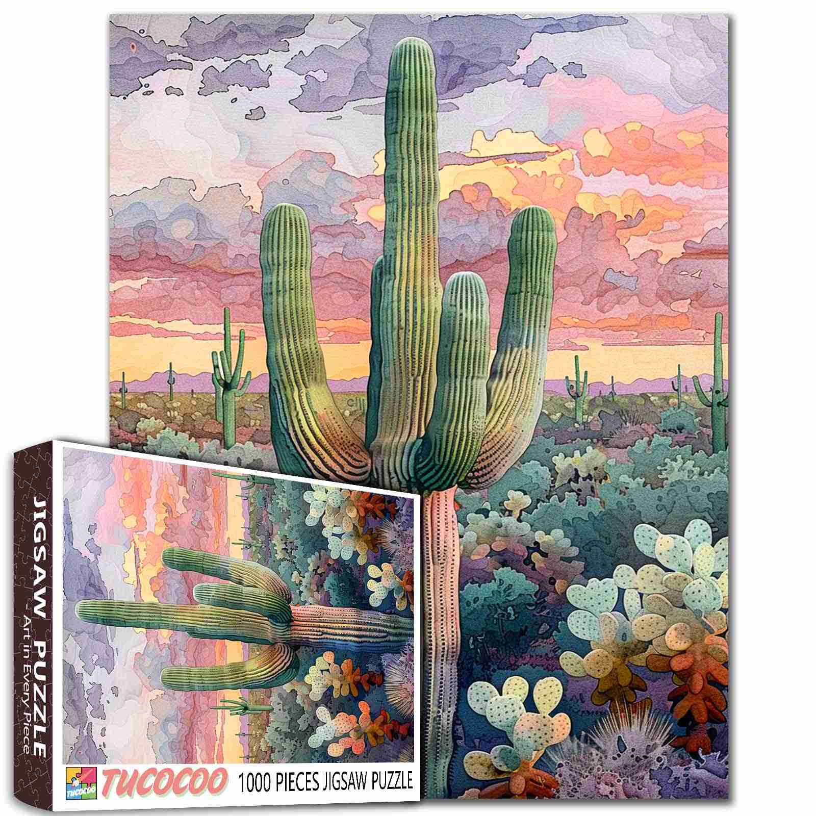 tucocoo-desert-cactus-sunset-puzzle-1000-teile-landschaft image 1