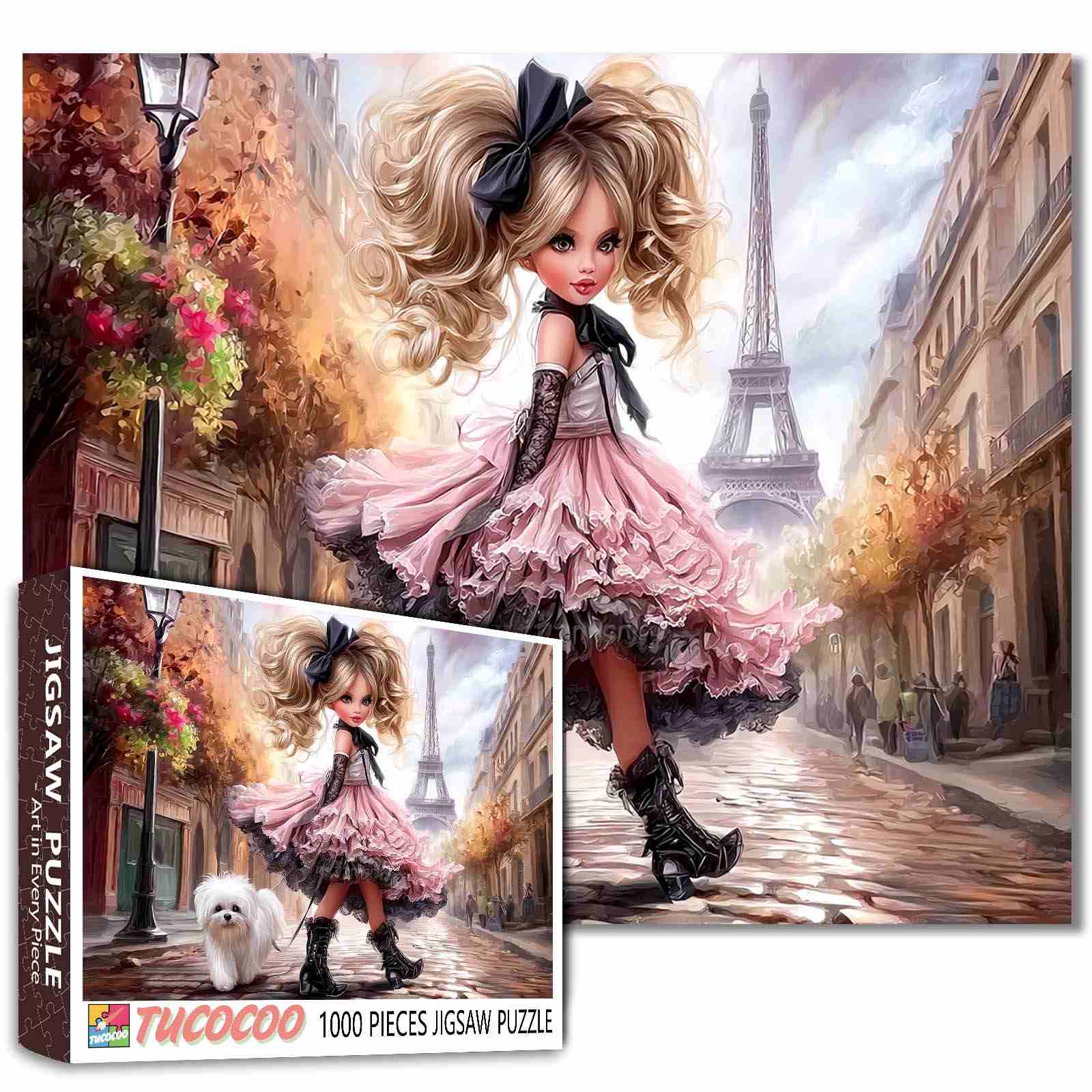 tucocoo-jigsaw-puzzles-paris-fashion-stroll-girl-puzzle-1000-teile image 1