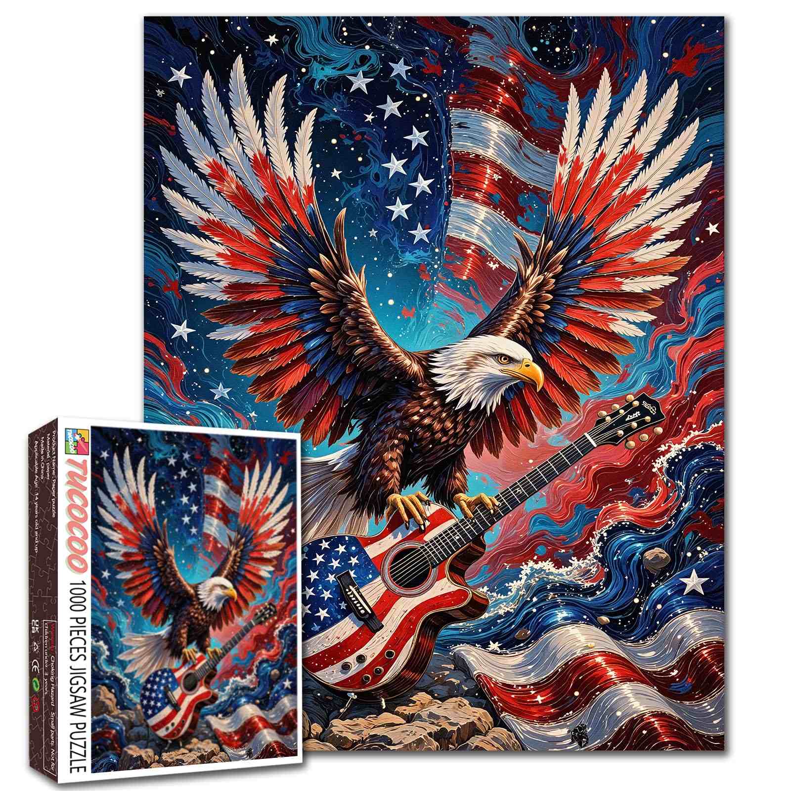 tucocoo-jigsaw-patriotic-eagle-rock-guitar-puzzle-1000-teile-adler image 1