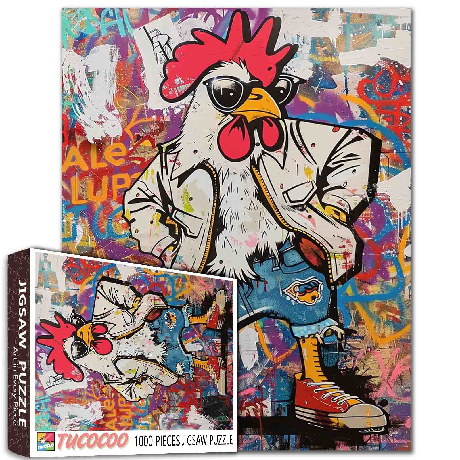 tucocoo-graffiti-rooster-puzzle-1000-teile-hahn image 1