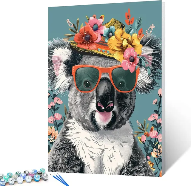 tucocoo-paint-by-numbers-koala-malen-nach-zahlen-strohhut image 1