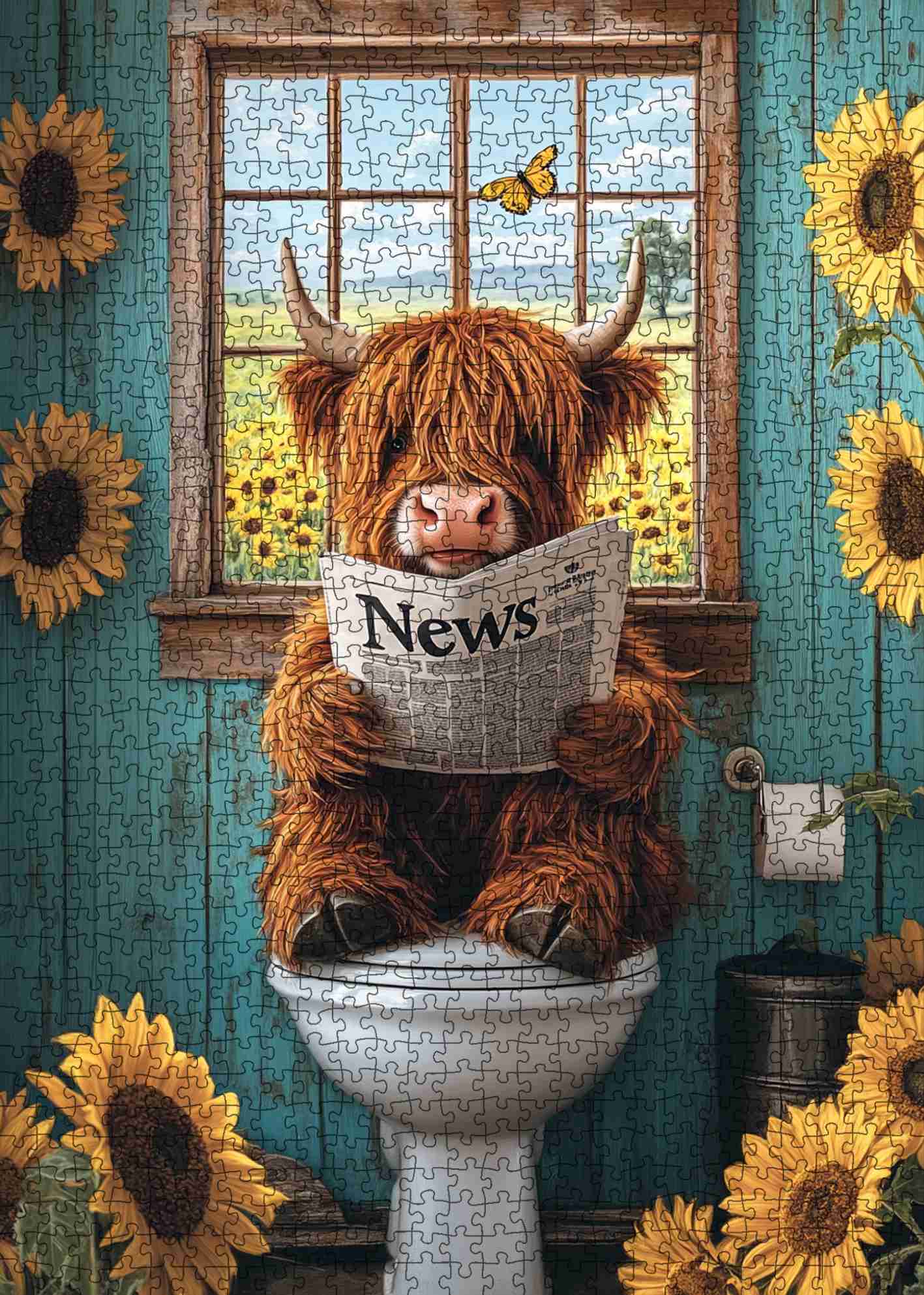 tucocoo-highland-cow-bathroom-puzzle-1000-teile-kuh image 2
