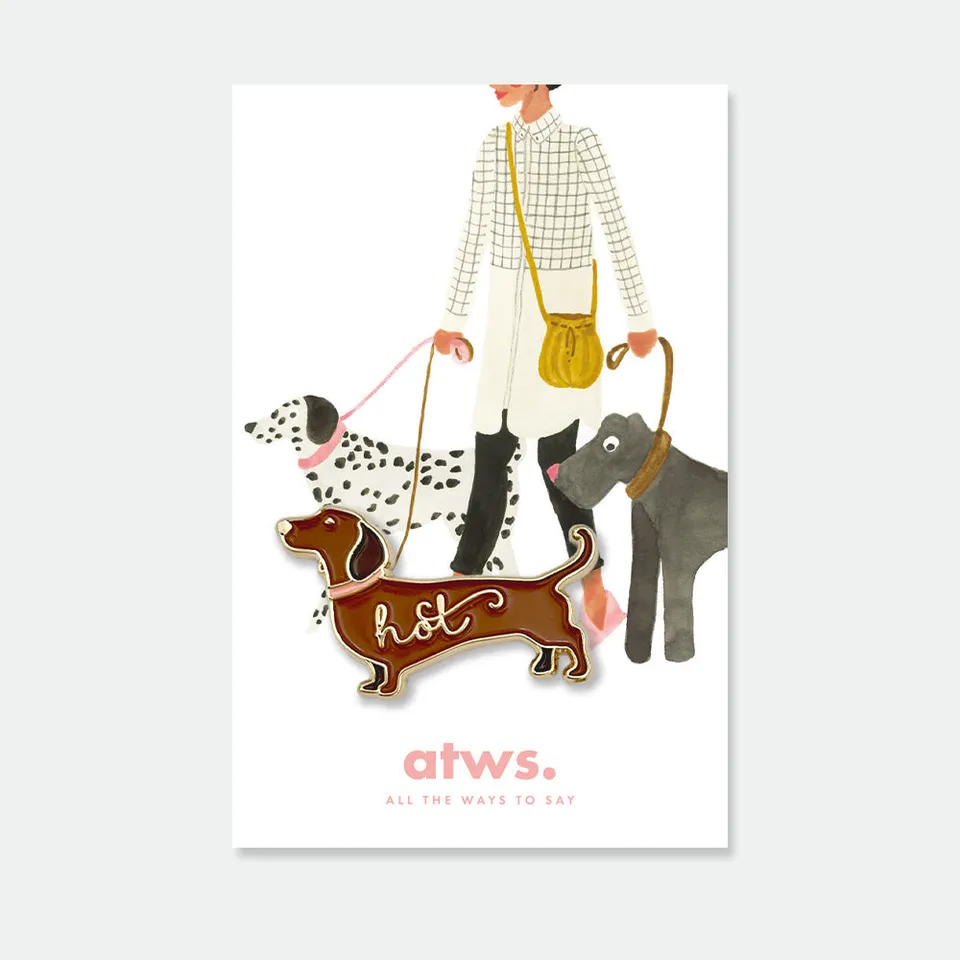all-the-ways-to-say-hot-dog-pin-dackel-emaille-gold image 1