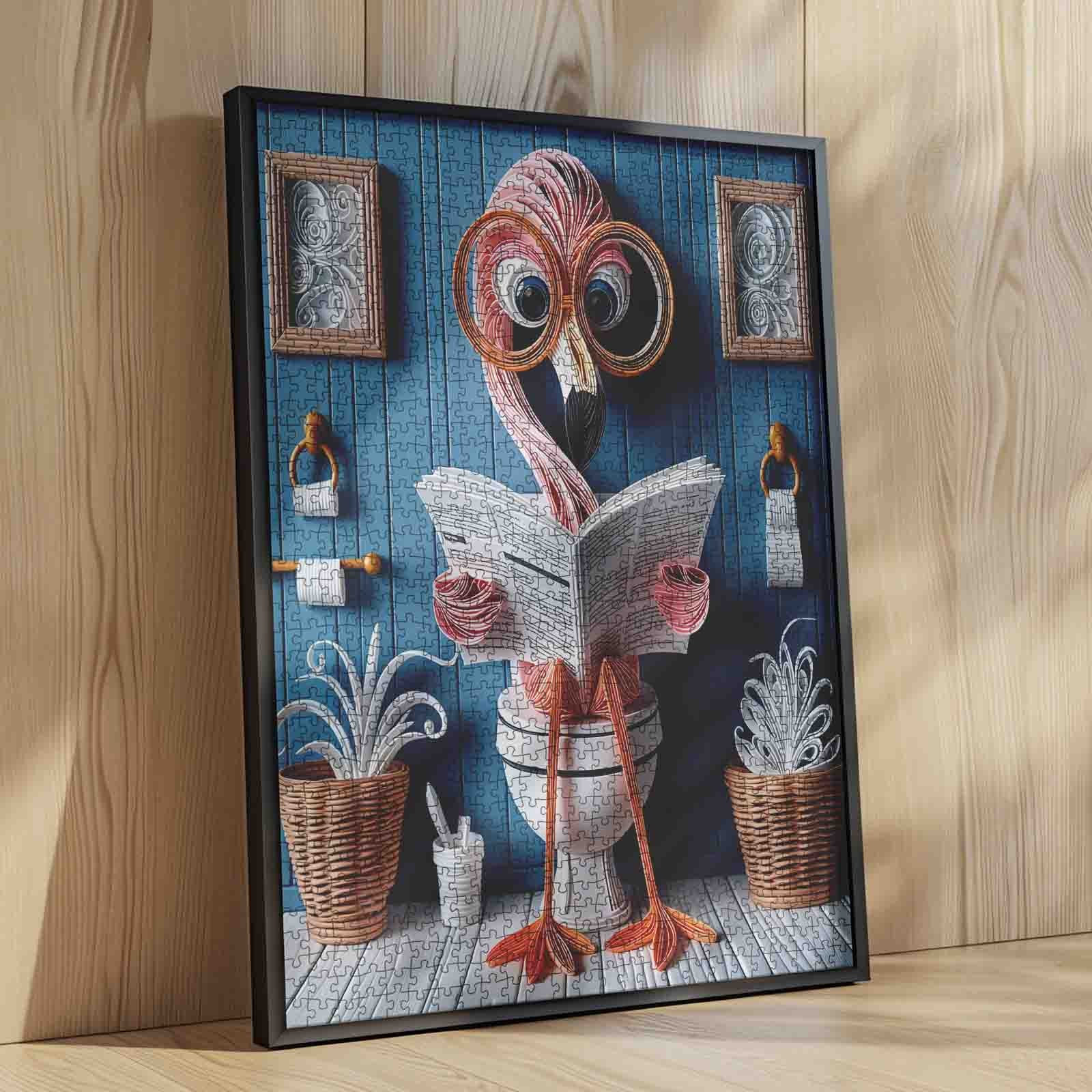 tucocoo-flamingo-reading-on-toilet-puzzle-1000-teile-bad image 4