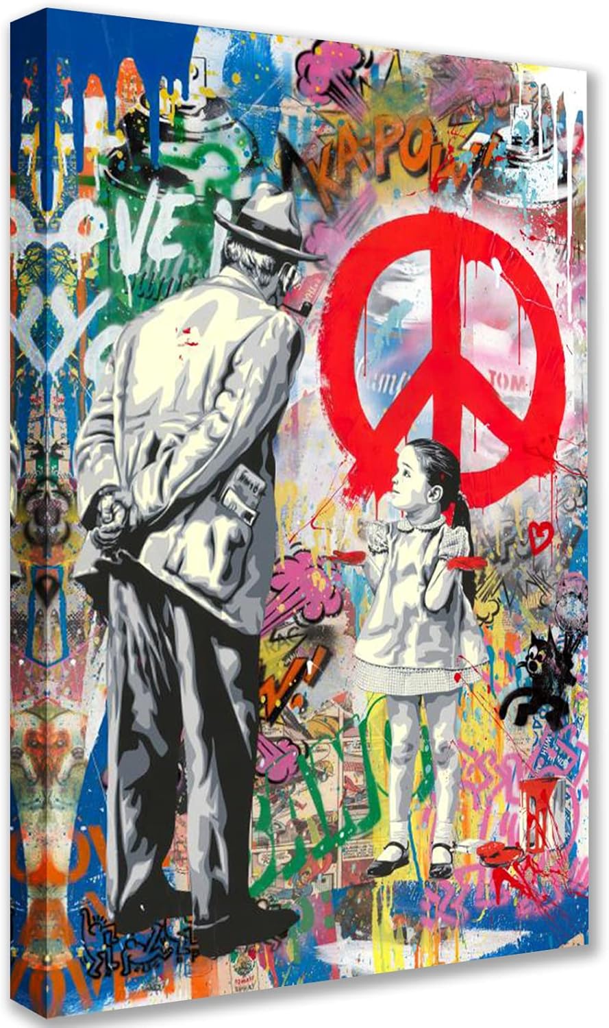 tucocoo-canvas-wall-art-leinwandbild-m-dchen-peace-graffiti-30x40 image 1