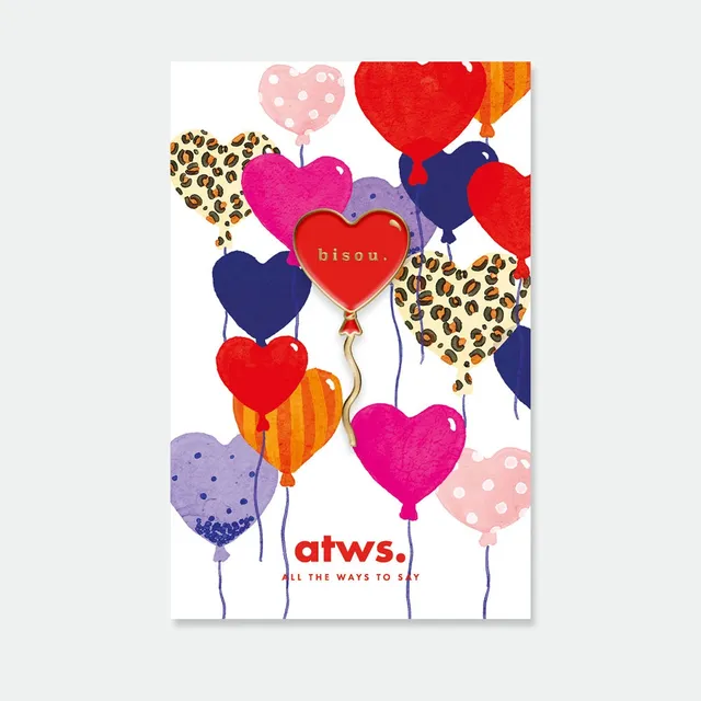 all-the-ways-to-say-bisou-emaille-pin-herzballon-rot image 1