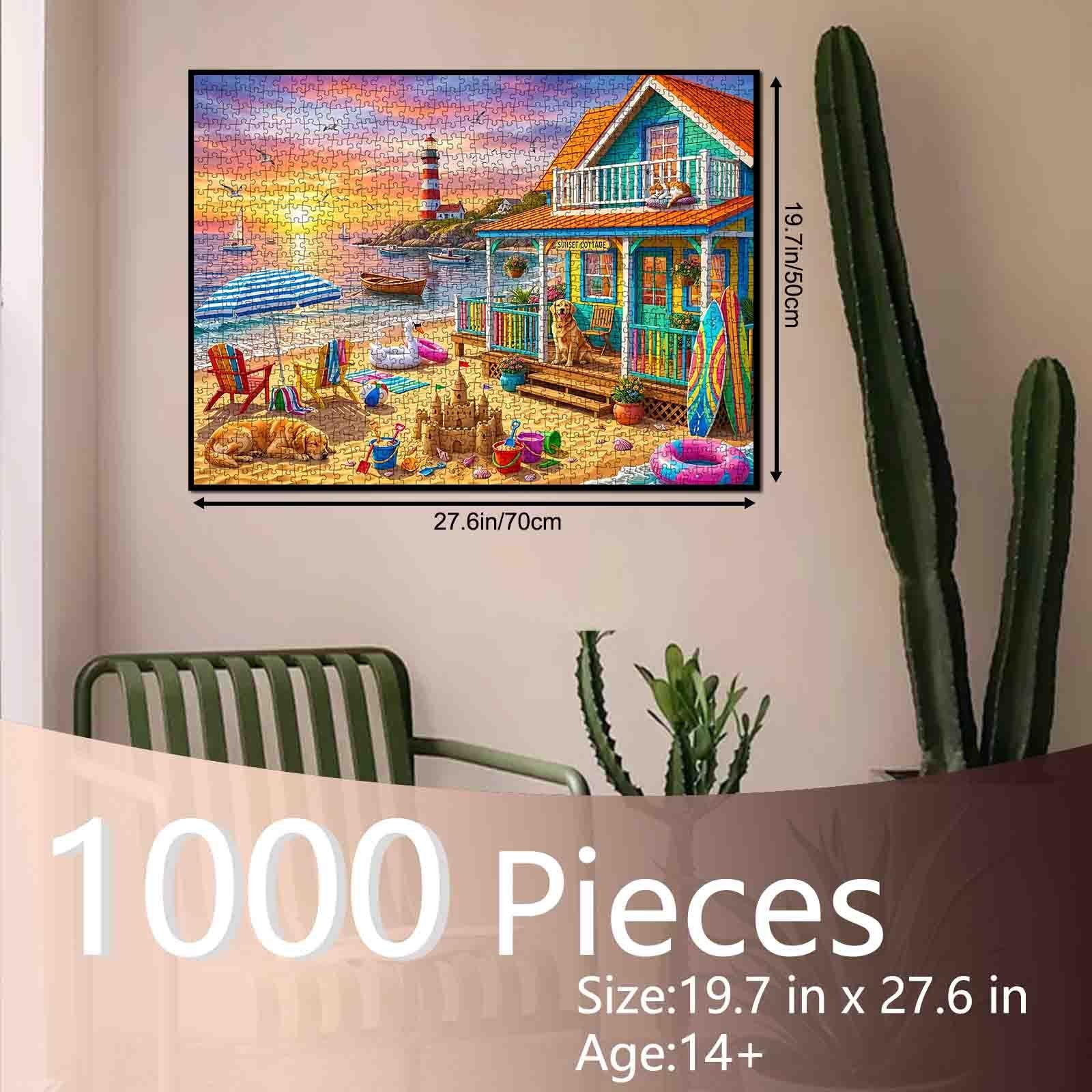 tucocoo-sunset-lighthouse-beach-cottage-puzzle-1000teile image 5