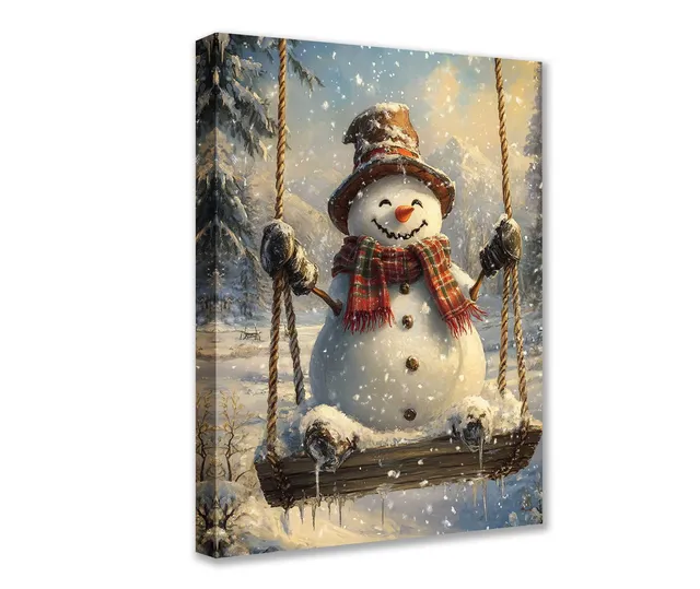 tucocoo-smiling-snowman-leinwandbild-weihnachten-30x40cm image 1