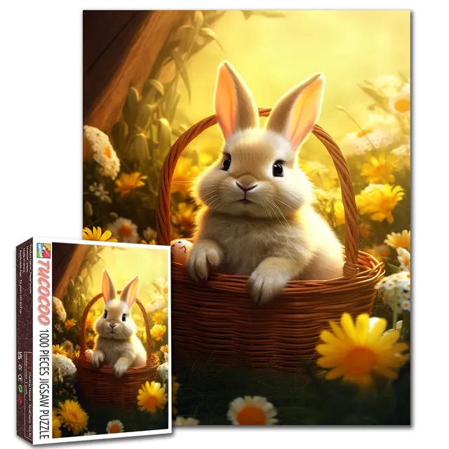 tucocoo-golden-meadow-bunny-basket-puzzle-1000-teile-hase image 1