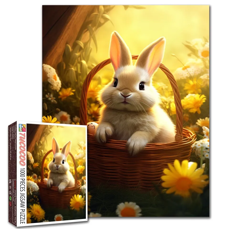 tucocoo-golden-meadow-bunny-basket-puzzle-1000-teile-hase image 1