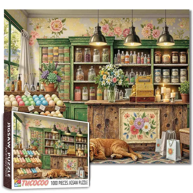 tucocoo-jigsaw-puzzles-vintage-soap-shop-puzzle-1000-teile-blumen image 1